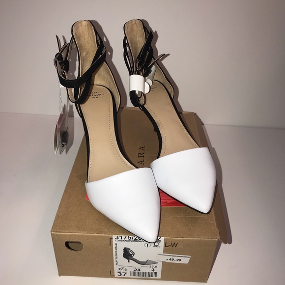 Zara Shoes - NIB Zara black and white low heel pumps 37